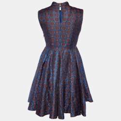 Pre Owned Kenzo Multicolor Lurex Jacquard Sleeveless Flared Mini Dress S