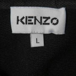 Pre Owned Kenzo Black Logo Printed Cotton Sweatshirt L