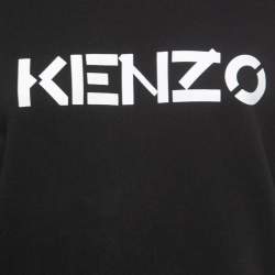 Pre Owned Kenzo Black Logo Printed Cotton Sweatshirt L