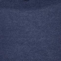 Pre Owned Kenzo Navy Blue Alpaca Knit & Silk Sleeve Tank Top L
