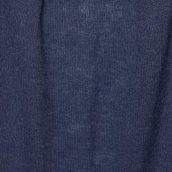 Pre Owned Kenzo Navy Blue Alpaca Knit & Silk Sleeve Tank Top L