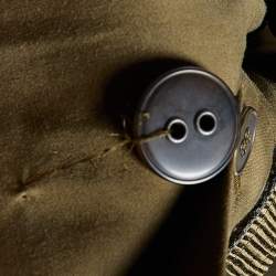 مملوكة مسبقًا Kenzo Olive Green Cotton Belted Midi Skirt M