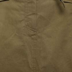 مملوكة مسبقًا Kenzo Olive Green Cotton Belted Midi Skirt M