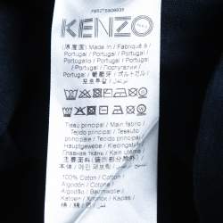 Pre Owned Kenzo Navy Blue Logo Embroidered Cotton Crew Neck T-Shirt L