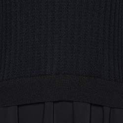 Pre Owned Kenzo Black Knit & Crepe Mini Dress L