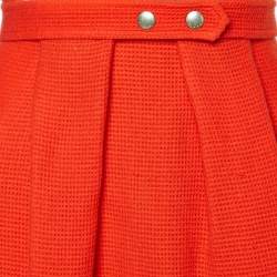 Pre Owned Kenzo Orange Wool Knit Pleated Mini Skirt M