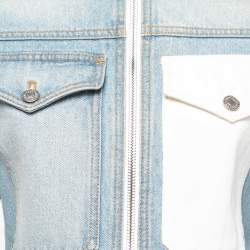 Kenzo Blue Logo Embroidered Denim Zip Front Cropped Jacket XS