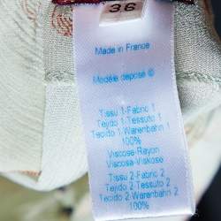 Pre Owned Kenzo Green Leaf Printed Chiffon Belted Mini Dress S