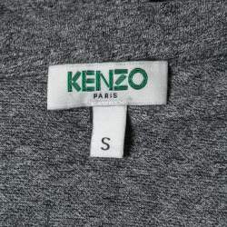 Pre Owned Kenzo Grey Cotton Tiger Motif Printed T-Shirt S