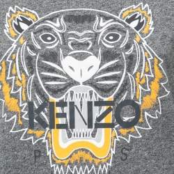 Pre Owned Kenzo Grey Cotton Tiger Motif Printed T-Shirt S