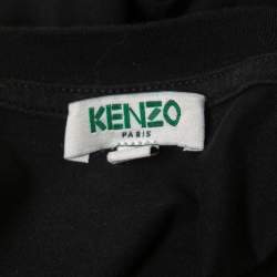 Pre Owned Kenzo Black Cotton Tiger Motif Printed T-Shirt XS