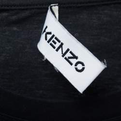 Pre Owned Kenzo Black Tiger Printed Cotton Knit T-Shirt M