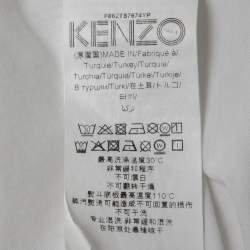 Kenzo White Logo Print Cotton Crew Neck Cropped Half Sleeve T-Shirt M