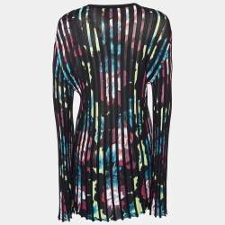 Pre Owned Kenzo Multicolor Floral Striped Knit Mini Dress L