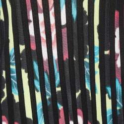 Pre Owned Kenzo Multicolor Floral Striped Knit Mini Dress L