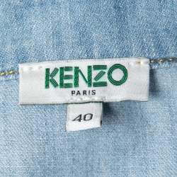 Pre Owned Kenzo Blue Denim Patch Detailed Button Front Long Sleeve Shirt M