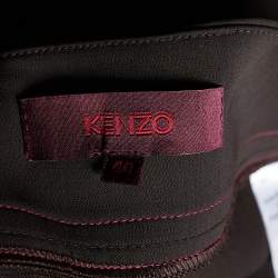 Kenzo Brown Pleated Polyester Contrast Detail Mini Skirt M