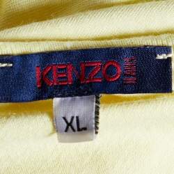 Pre Owned Kenzo Yellow Printed Knit T-Shirt XL