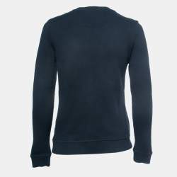 Pre Owned Kenzo Navy Blue Logo Shark Embroidered Cotton Crew Neck Sweatshirt S