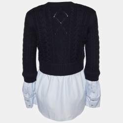 Pre Owned Kenzo Navy Blue Wool Knit & Shirt Insert Sweater L