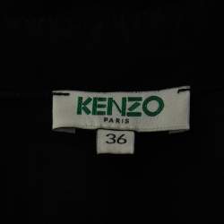 Pre Owned Kenzo Black Logo Patterned Crepe Button Front Belted Shirt Midi Dress S