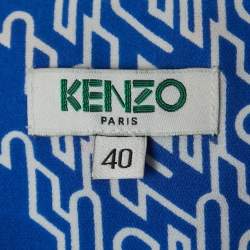 Pre Owned Kenzo Blue Geometric Print Silk Sleeveless Mini Dress M