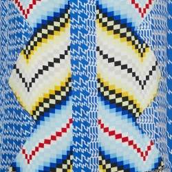 Pre Owned Kenzo Blue Geometric Print Silk Sleeveless Mini Dress M