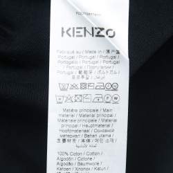 Pre Owned Kenzo Black Tiger Embroidered Cotton Knit Oversized T-Shirt S