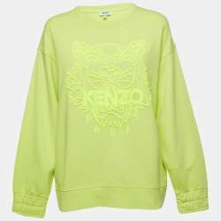 Pre Owned Kenzo Yellow Tiger Embroidered Cotton Sweatshirt XL