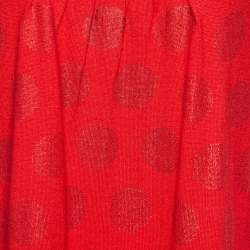 Pre Owned Kenzo Red Lurex Polka Cotton Knit Mini Dress L