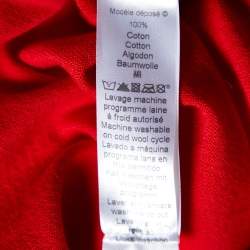 Pre Owned Kenzo Red Lurex Polka Cotton Knit Mini Dress L