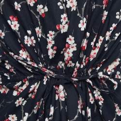 Pre Owned Kenzo Black Floral Printed Cotton Mini Dress M