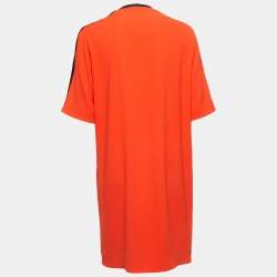 Kenzo Orange Crepe Tiger Motif T-Shirt Dress S