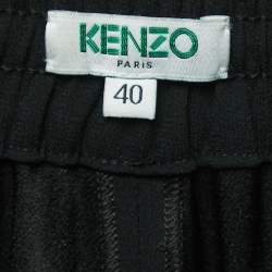 Kenzo Black Crepe Side Striped Drawstring Track Pants M