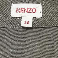 Pre Owned Kenzo Grey Silk Long Sleeve Blouse S