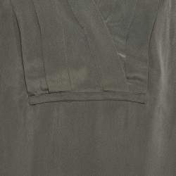 Pre Owned Kenzo Grey Silk Long Sleeve Blouse S