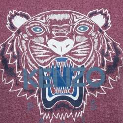 Pre Owned Kenzo Purple Logo Tiger Print Cotton Short Sleeve T-Shirt XS