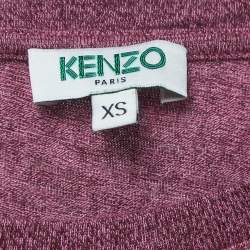 Pre Owned Kenzo Purple Logo Tiger Print Cotton Short Sleeve T-Shirt XS