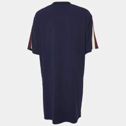 Pre Owned Kenzo Navy Blue Tiger Embroidered Crepe Mini Dress S