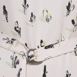 Pre Owned Kenzo Light Pink Cactus Print Crepe Belted Mini Dress M