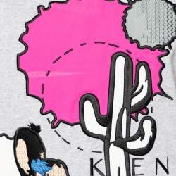 Kenzo Grey Cactus Applique Cotton Knit Long Sleeve Sweatshirt L