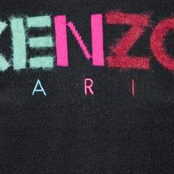Pre Owned Kenzo Black Wool Knit Logo Intarsia Knit Sweater L