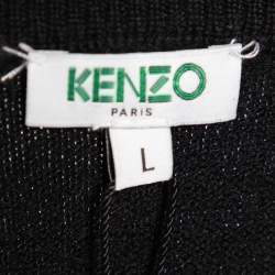 Pre Owned Kenzo Black Wool Knit Logo Intarsia Knit Sweater L