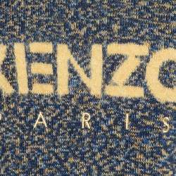 Pre Owned Kenzo Multicolor Logo Intarsia Knit Logo Detail Sweater L