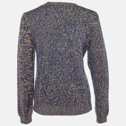 Pre Owned Kenzo Multicolor Logo Intarsia Knit Logo Detail Sweater L