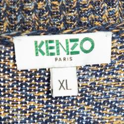 Pre Owned Kenzo Multicolor Logo Intarsia Knit Logo Detail Sweater L