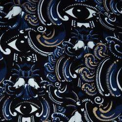 Kenzo Blue Eye Print Detail Long Sleeve Dress M