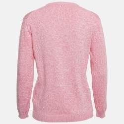 Pre Owned Kenzo Pink Knit Embroidered Sweater M