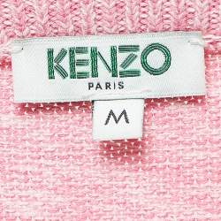 Pre Owned Kenzo Pink Knit Embroidered Sweater M