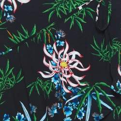 Kenzo Black Printed Crepe Wrap Effect Midi Skirt M